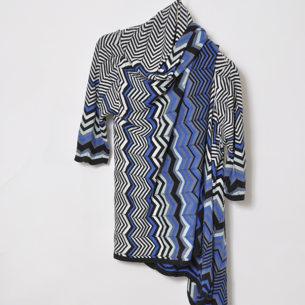 Asimetric Cardigan Royal Blue Black & Gray